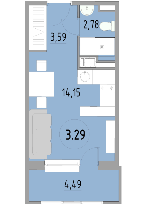 Студия 24,9 м²