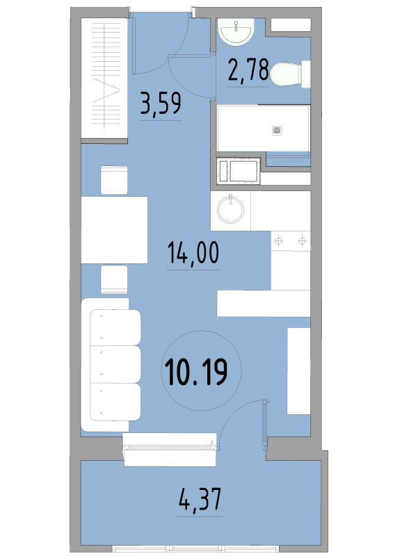 Студия 24,9 м²