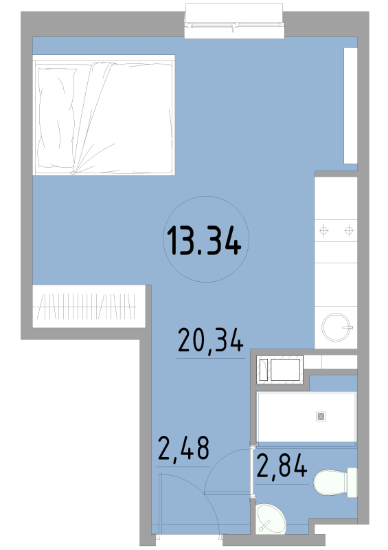 Студия 25,7 м²