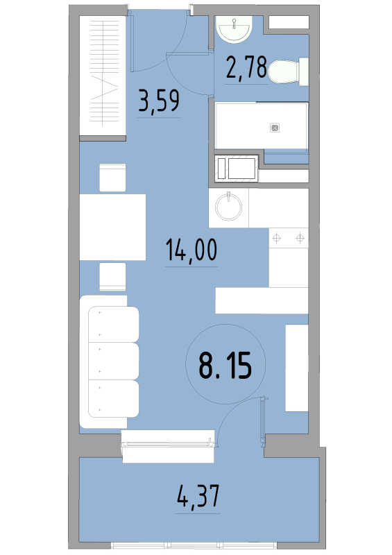 Студия 24,9 м²