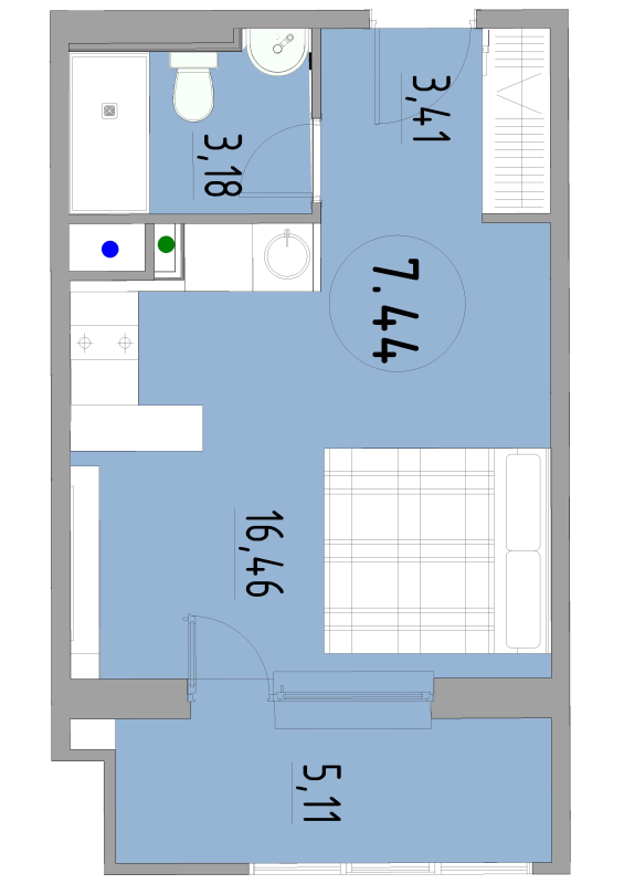 Студия 28,6 м²