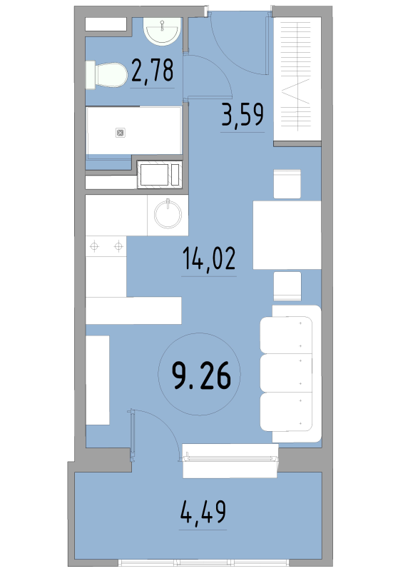 Студия 24,9 м²
