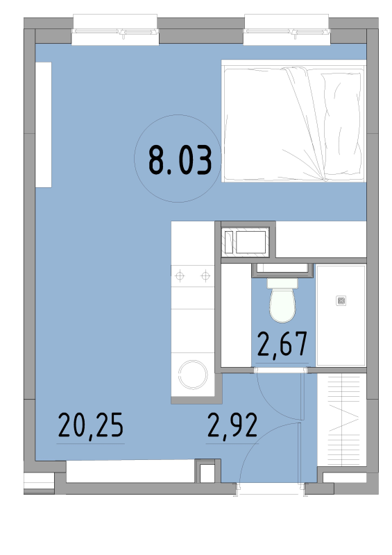 Студия 27,5 м²