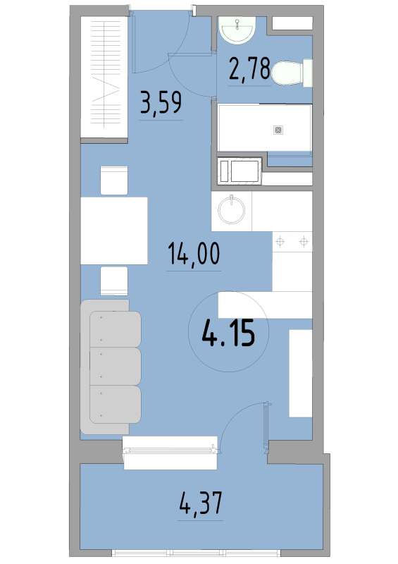 Студия 24,9 м²