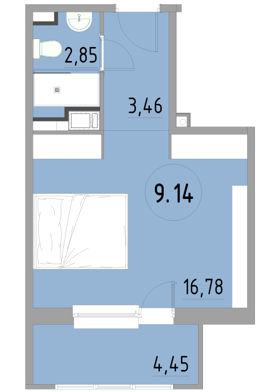 Студия 27,7 м²