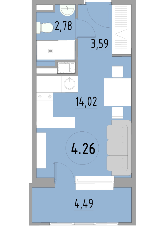 Студия 25 м²
