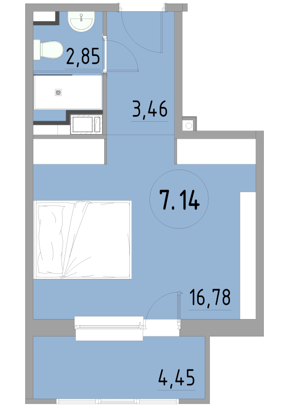 Студия 27,7 м²