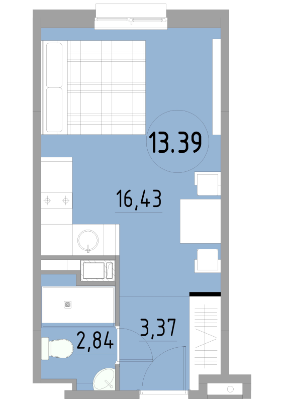 Студия 22,6 м²