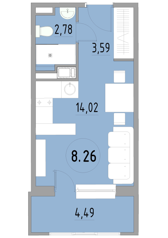 Студия 24,9 м²