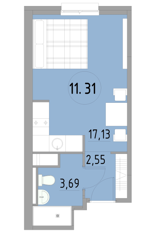 Студия 23,4 м²