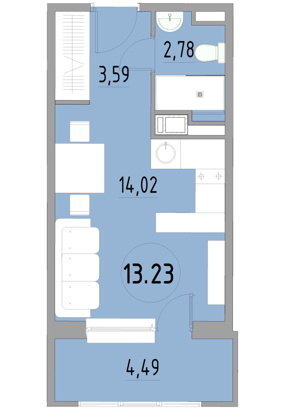 Студия 24,9 м²
