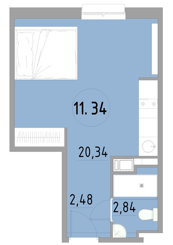 Студия 25,7 м²
