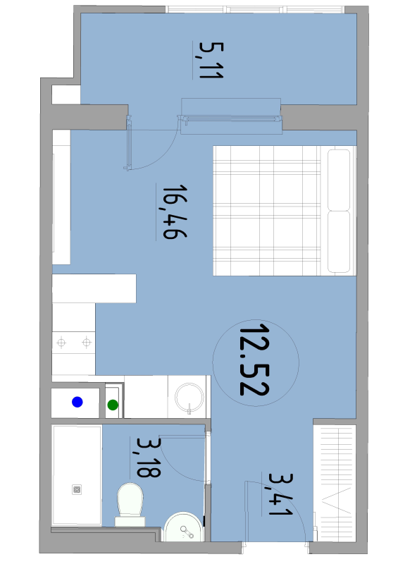 Студия 28,8 м²