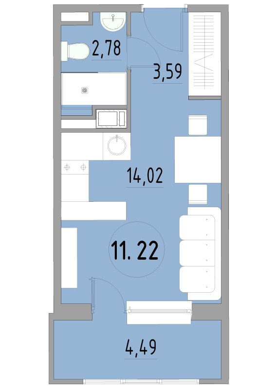 Студия 24,9 м²