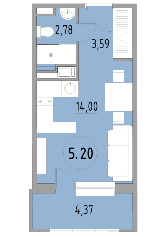 Студия 24,9 м²