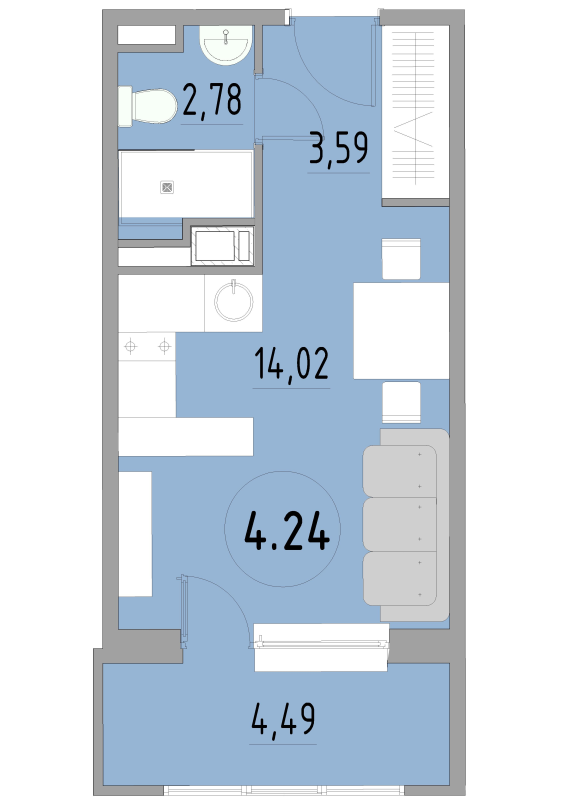 Студия 25 м²