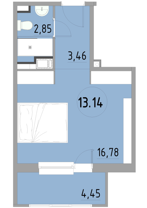 Студия 27,7 м²
