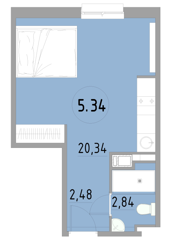 Студия 25,7 м²