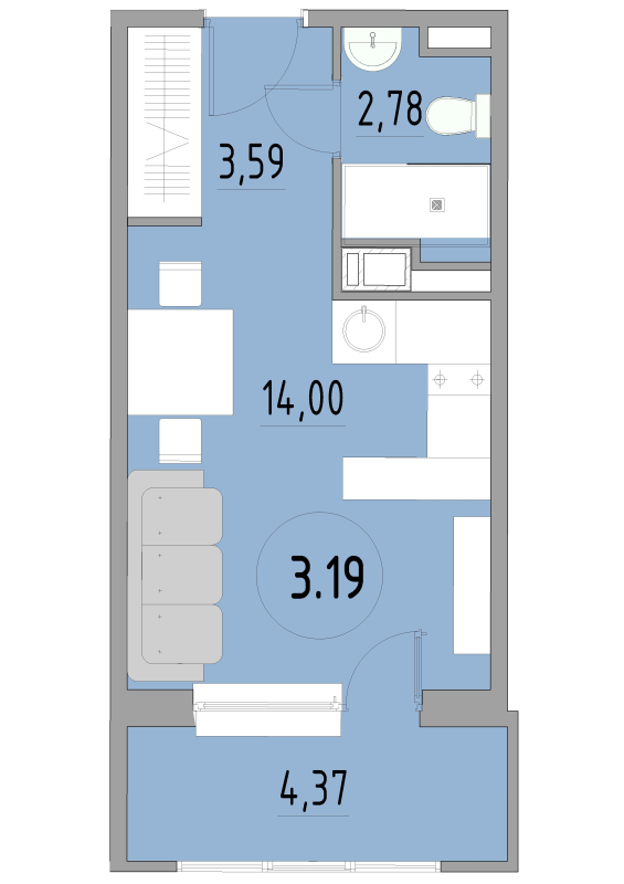 Студия 24,8 м²