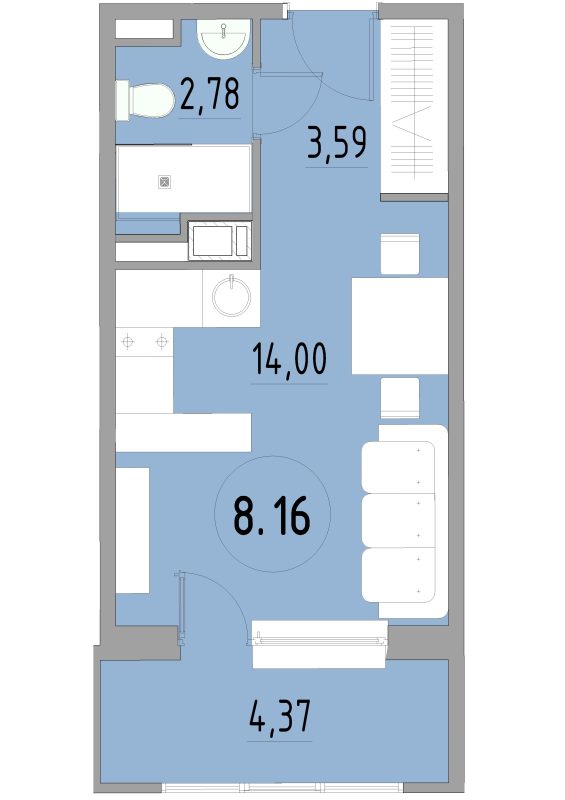 Студия 24,8 м²