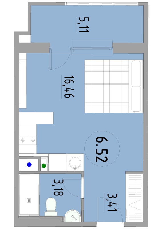 Студия 28,8 м²