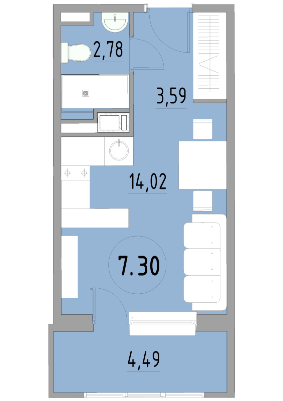 Студия 26,7 м²