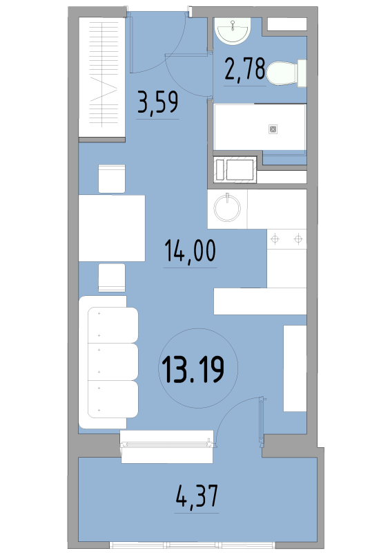 Студия 24,9 м²