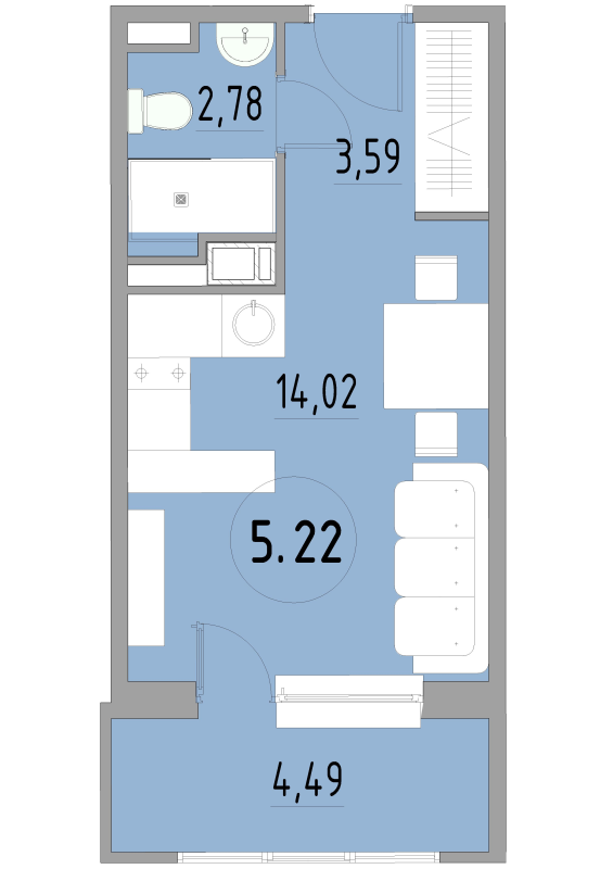 Студия 24,9 м²