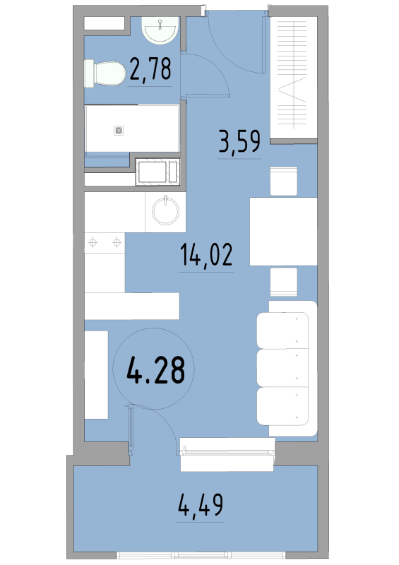 Студия 25 м²