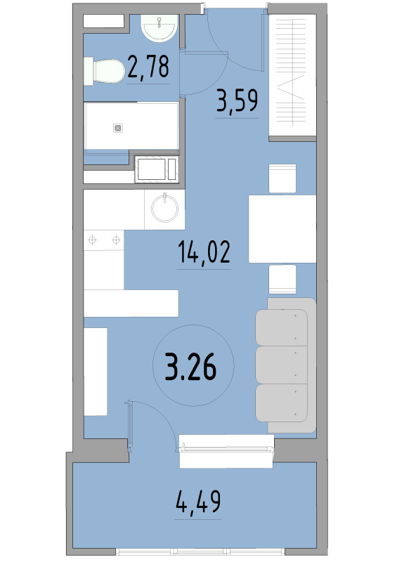 Студия 24,8 м²