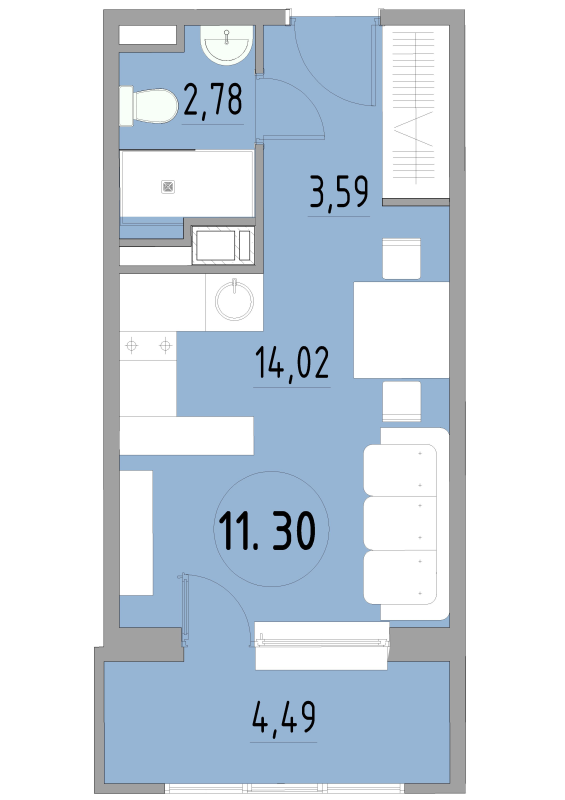 Студия 26,7 м²