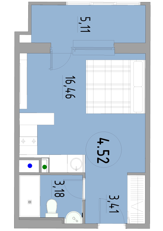 Студия 28,6 м²