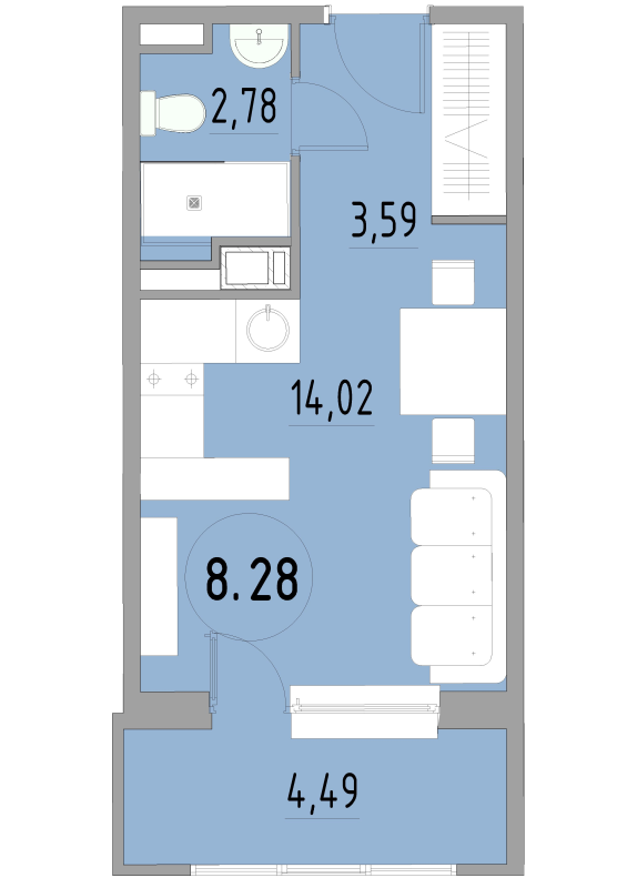 Студия 25 м²