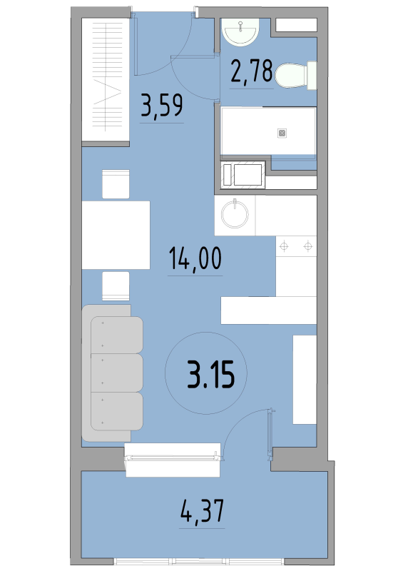 Студия 24,8 м²