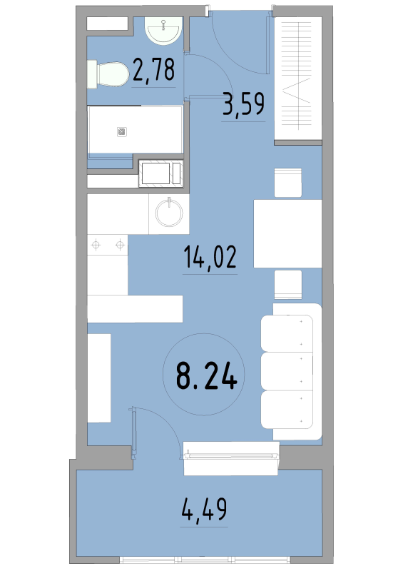 Студия 24,9 м²