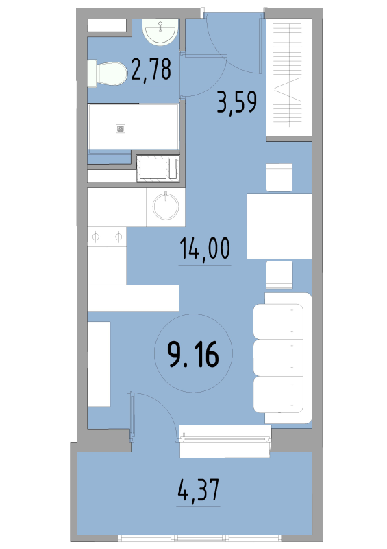 Студия 24,8 м²