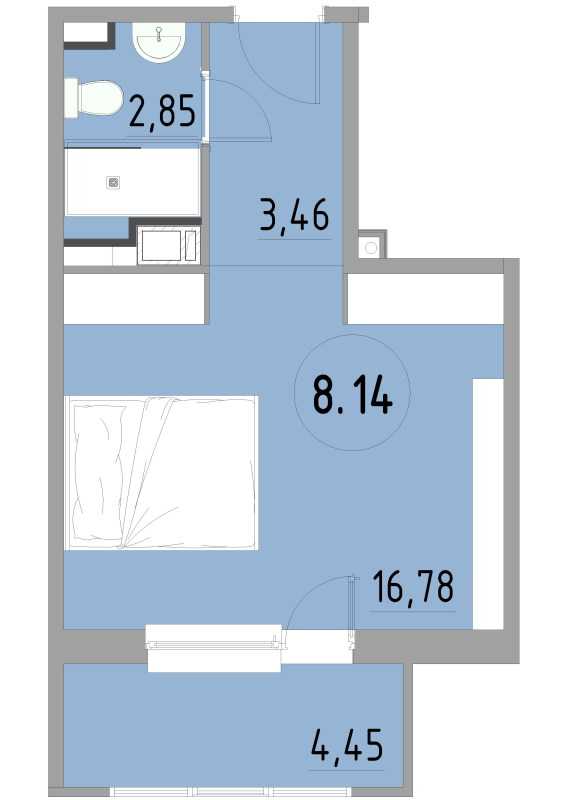 Студия 27,7 м²