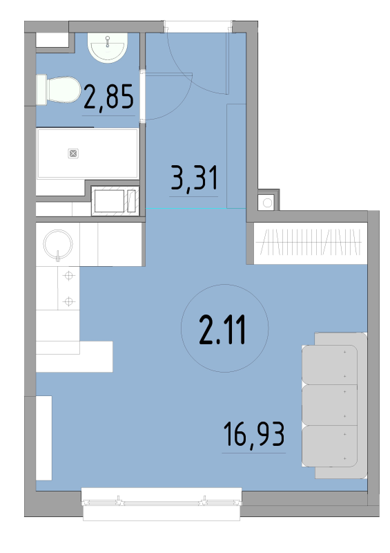 Студия 23,1 м²