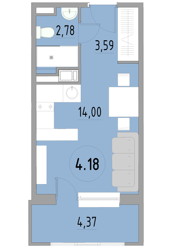 Студия 24,9 м²