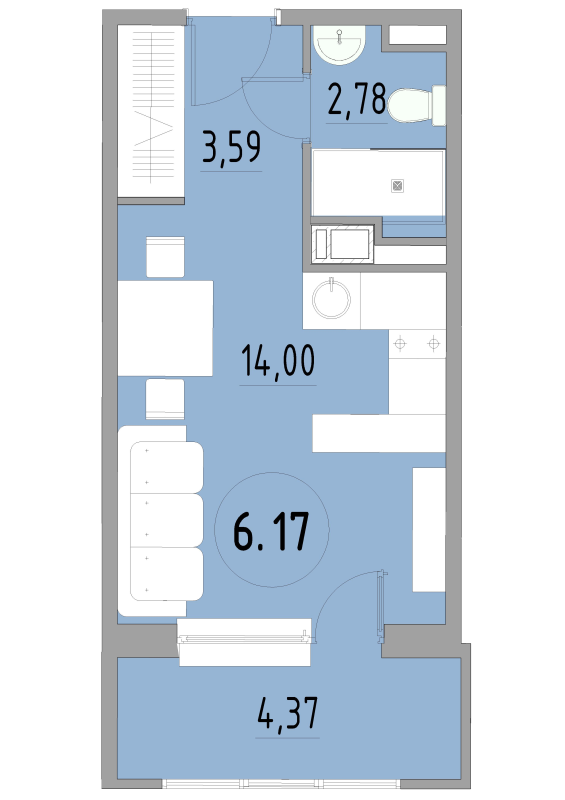 Студия 24,9 м²