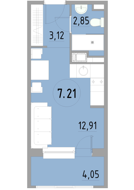Студия 23,1 м²