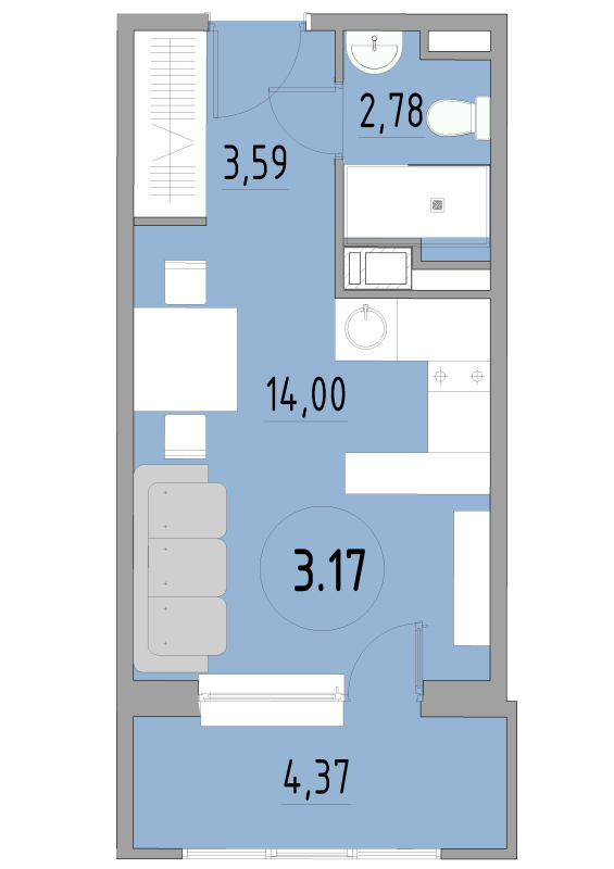 Студия 24,8 м²