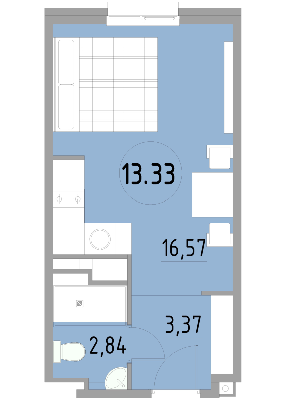 Студия 22,9 м²