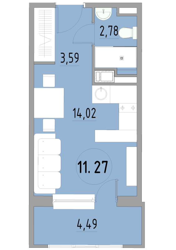 Студия 24,9 м²