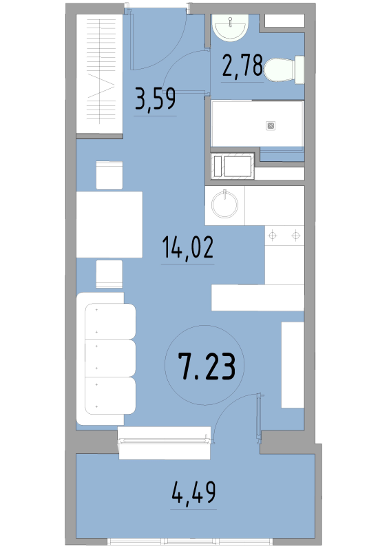 Студия 24,9 м²