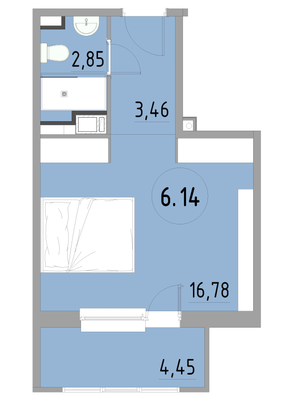 Студия 27,7 м²