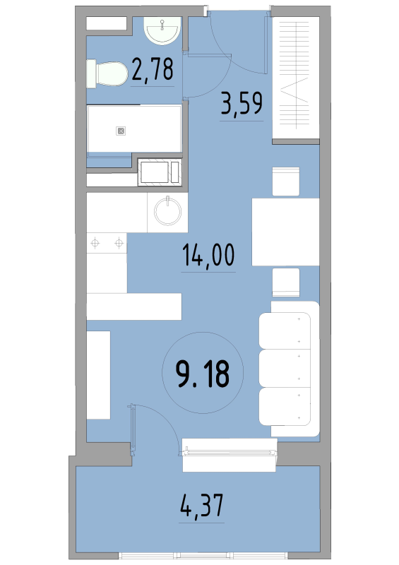Студия 24,9 м²