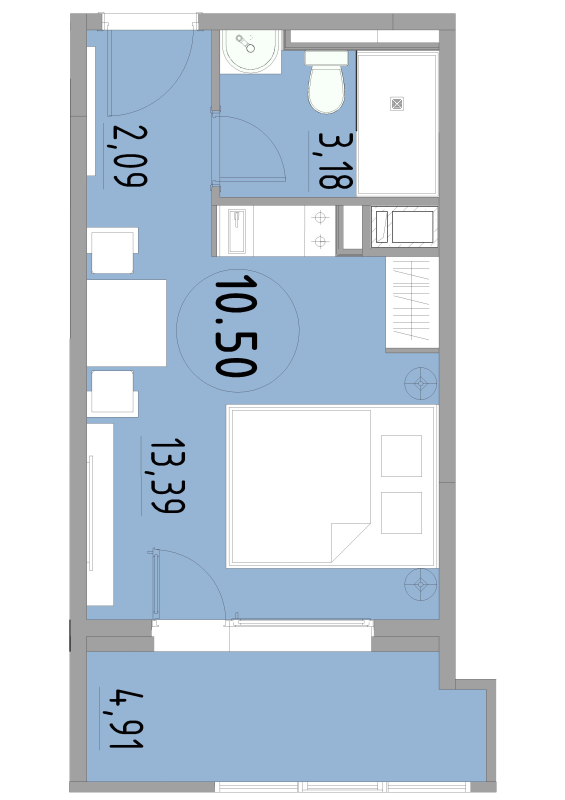 Студия 23,6 м²
