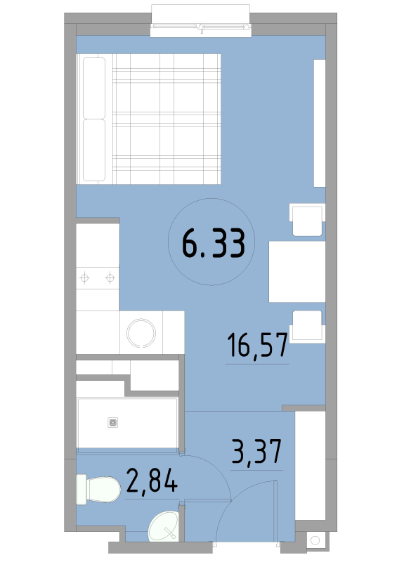 Студия 22,9 м²