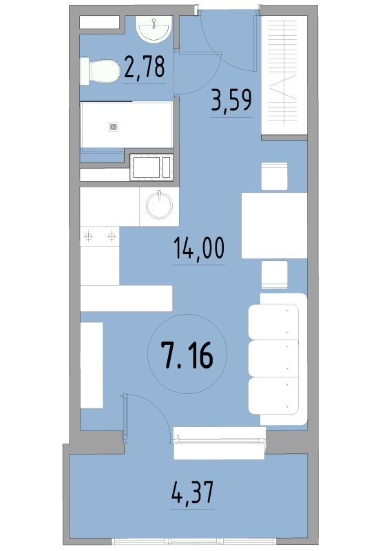 Студия 24,8 м²